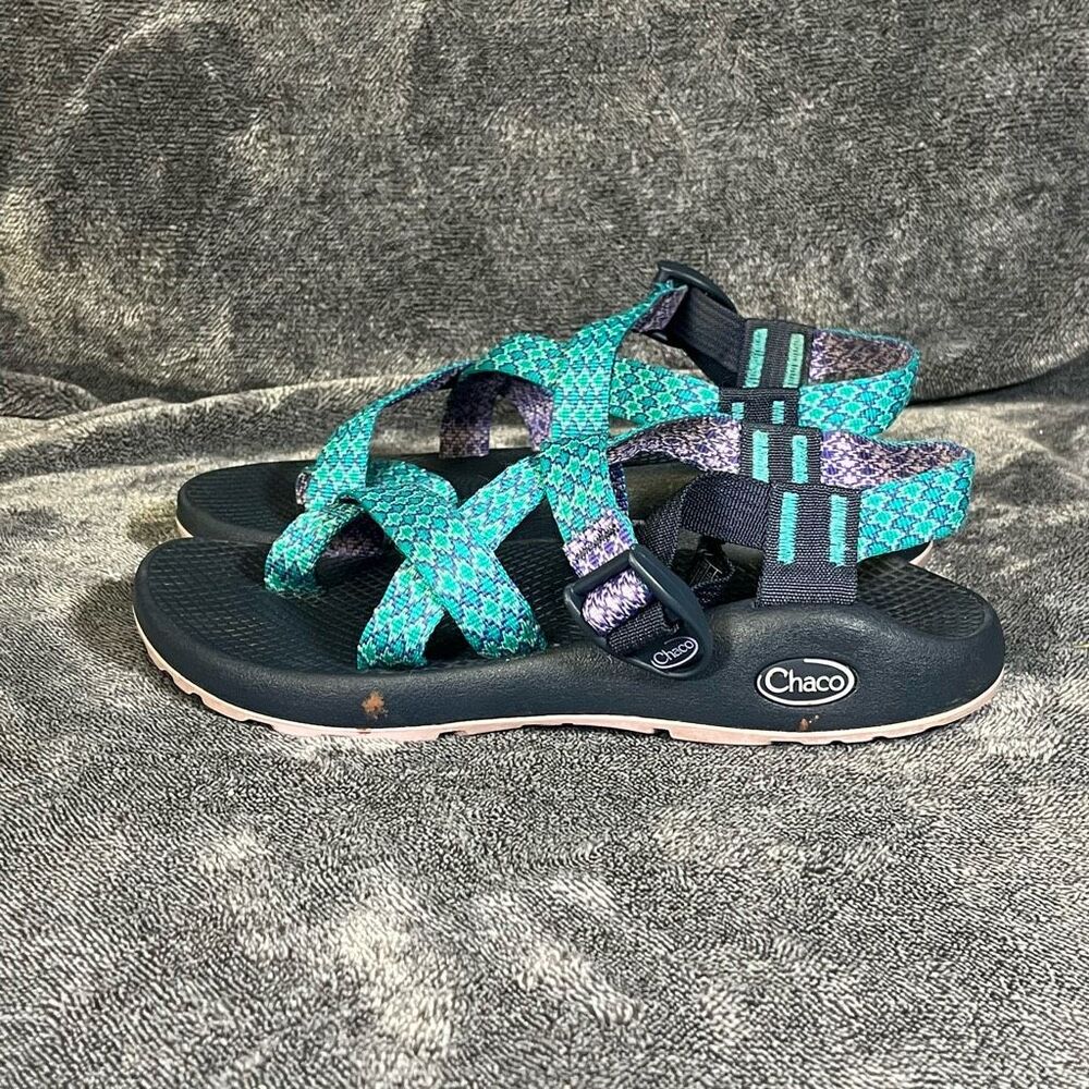 CHACO Sport Sandals Z2 Purple & Green Ankle Strap Water Hiking Women’s 7